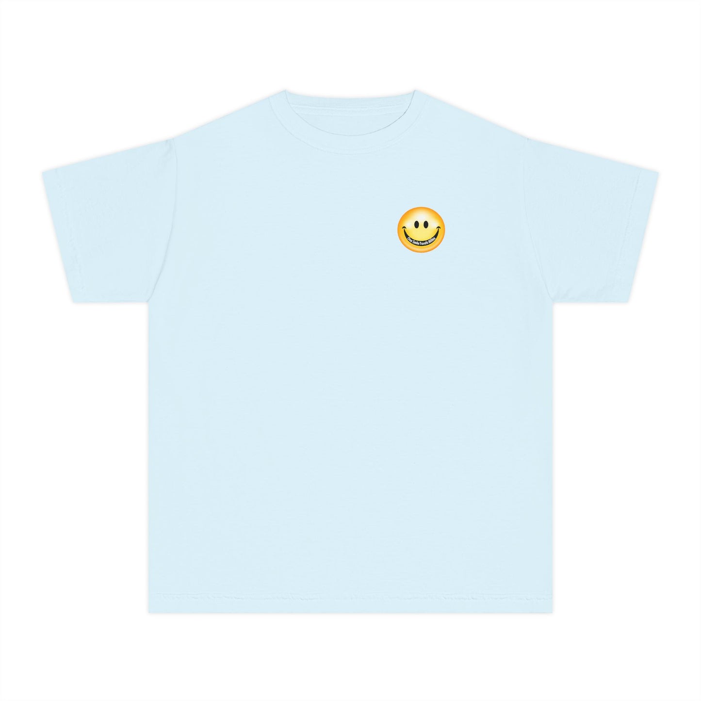 Youth Tee — "One Smile Travels Miles" Minimalist Travel Quote Shirt