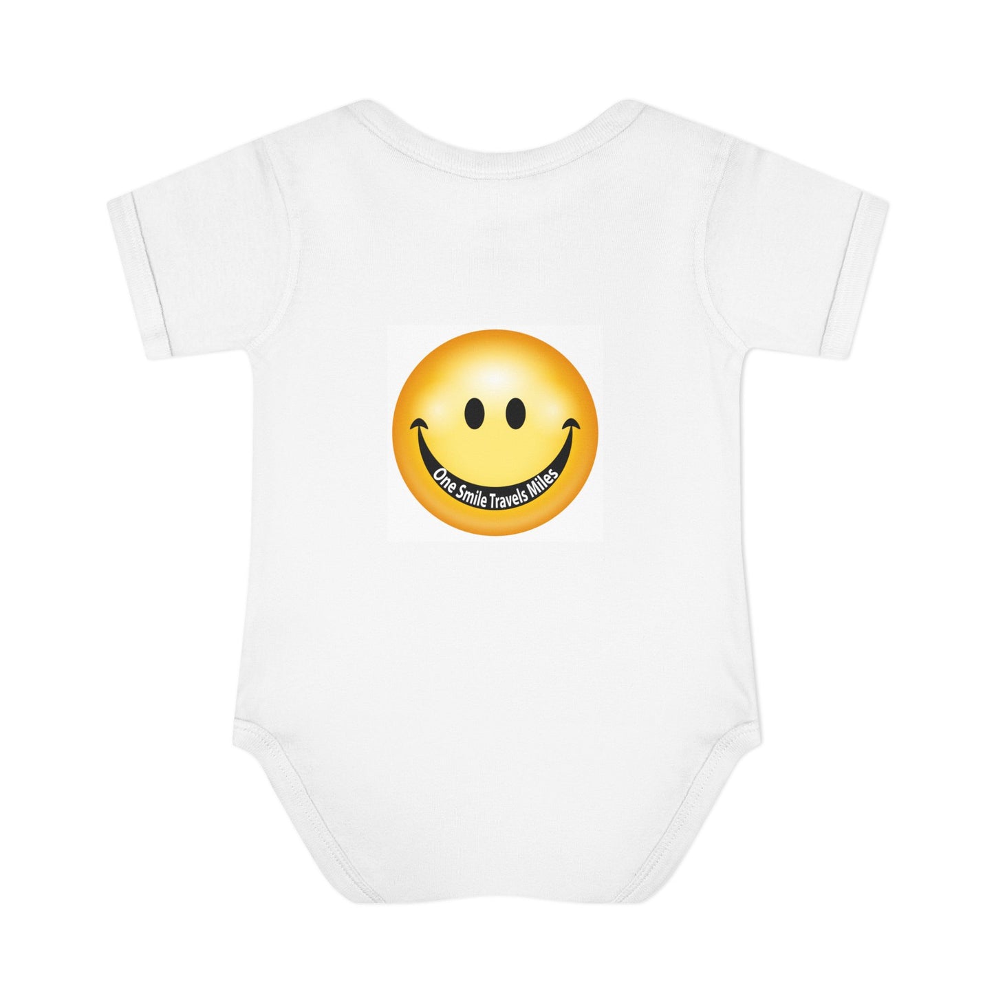 Smiley Face Infant Bodysuit — 'One Smile Travels Miles' Baby Onesie