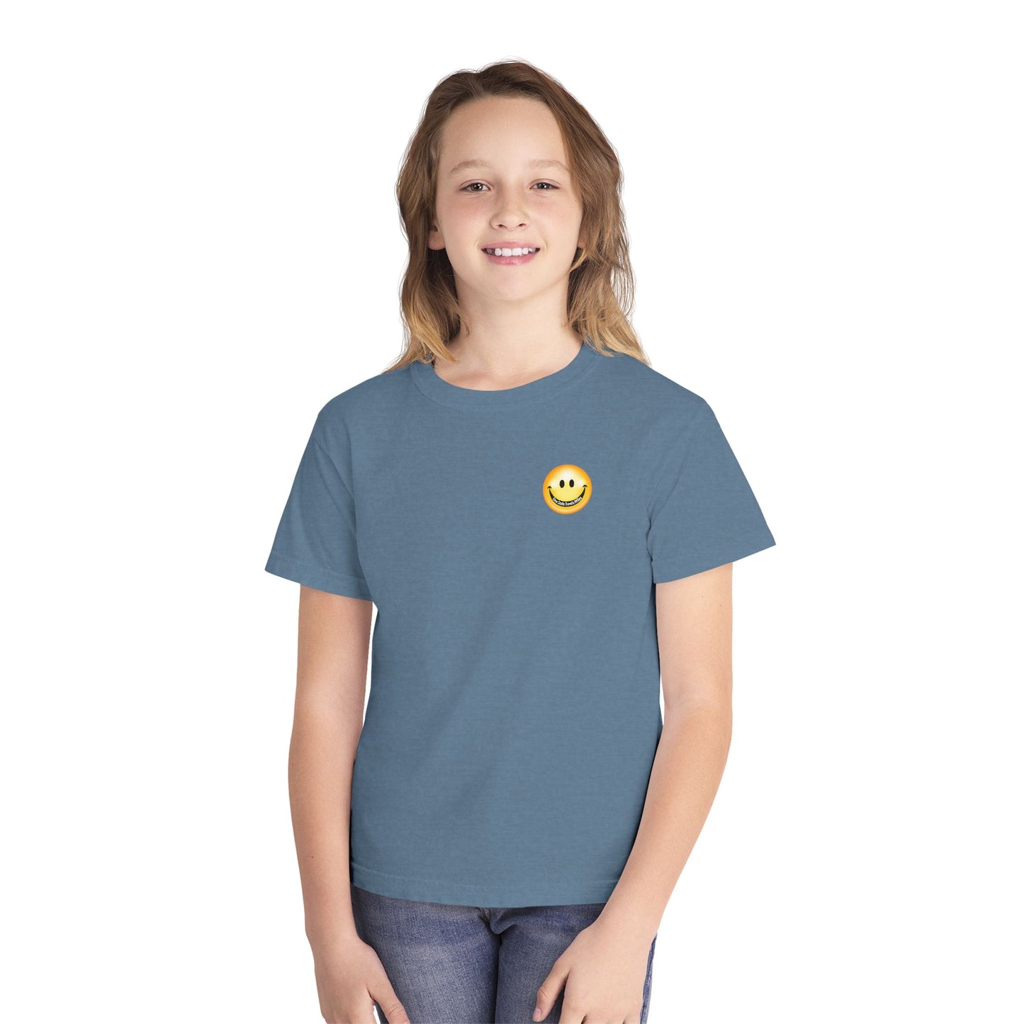 Youth Tee — "One Smile Travels Miles" Minimalist Travel Quote Shirt