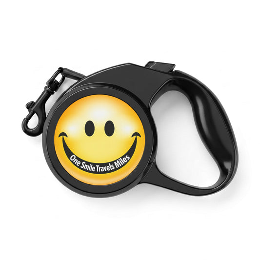 Retractable Leash — Smiley Face "One Smile Travels Miles" Dog Leash