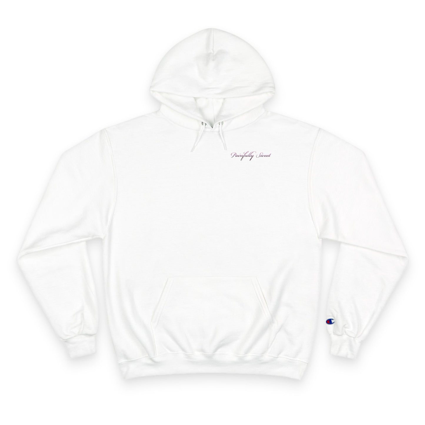 Painfully Sweet Hoodie | script text chest and back, white pullover