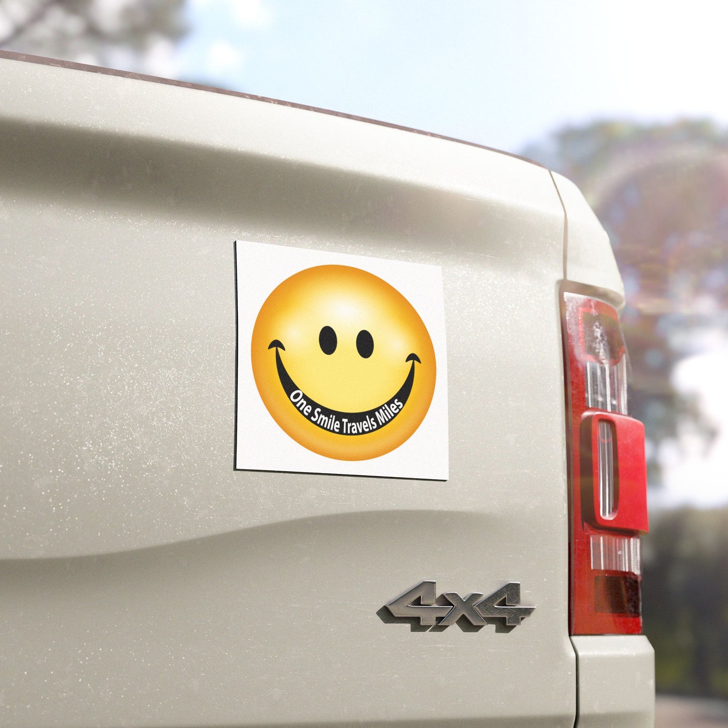 Smiley Face Car Magnet — "One Smile Travels Miles" Road-Trip Décor