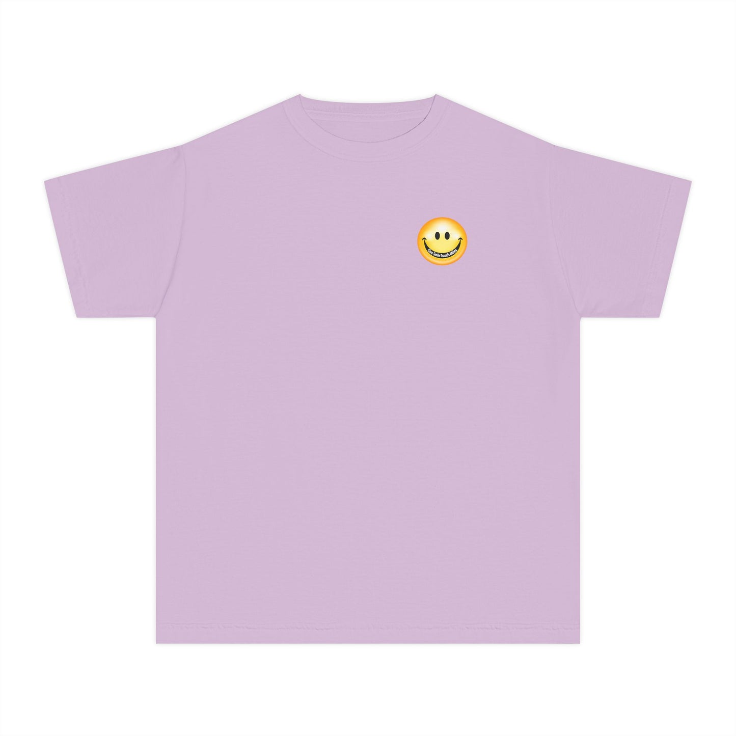 Youth Tee — "One Smile Travels Miles" Minimalist Travel Quote Shirt