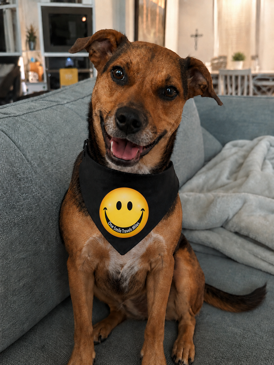 Clip-on Pet Bandana — Smiley Face Grunge Dog Bandana