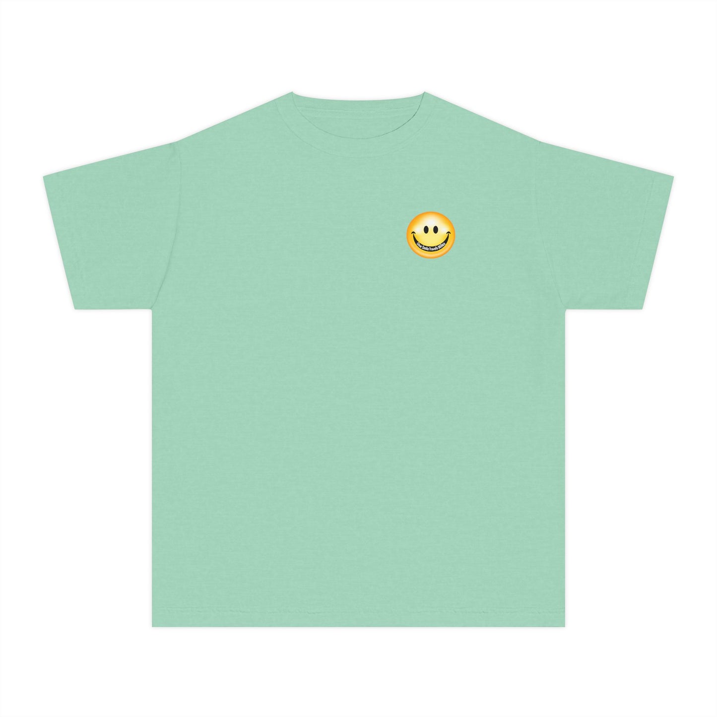 Youth Tee — "One Smile Travels Miles" Minimalist Travel Quote Shirt