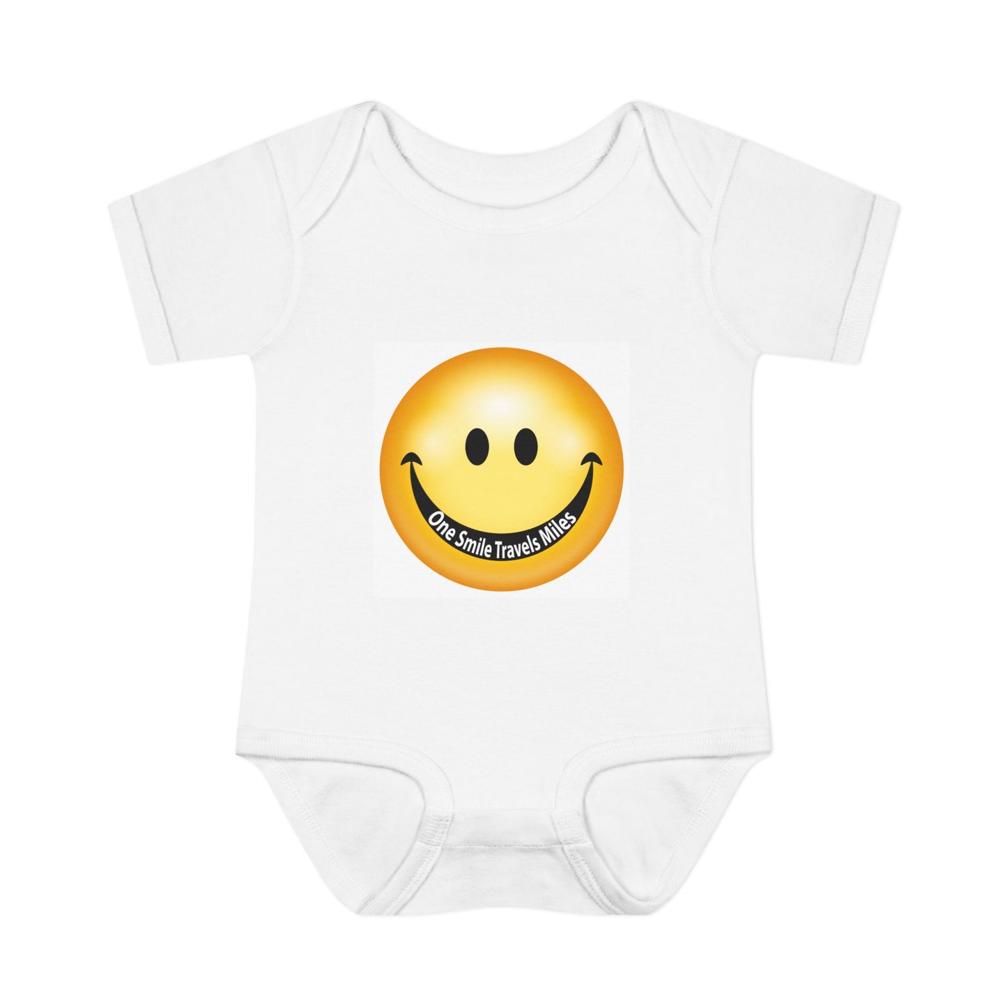 Smiley Face Infant Bodysuit — 'One Smile Travels Miles' Baby Onesie