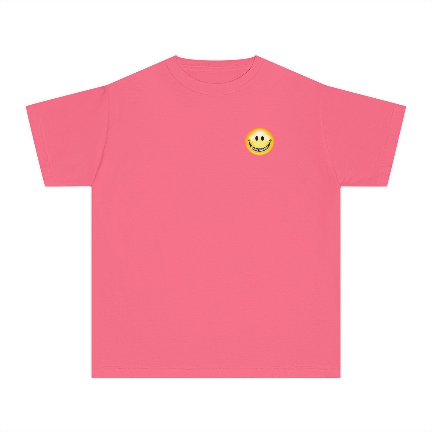 Youth Tee — "One Smile Travels Miles" Minimalist Travel Quote Shirt