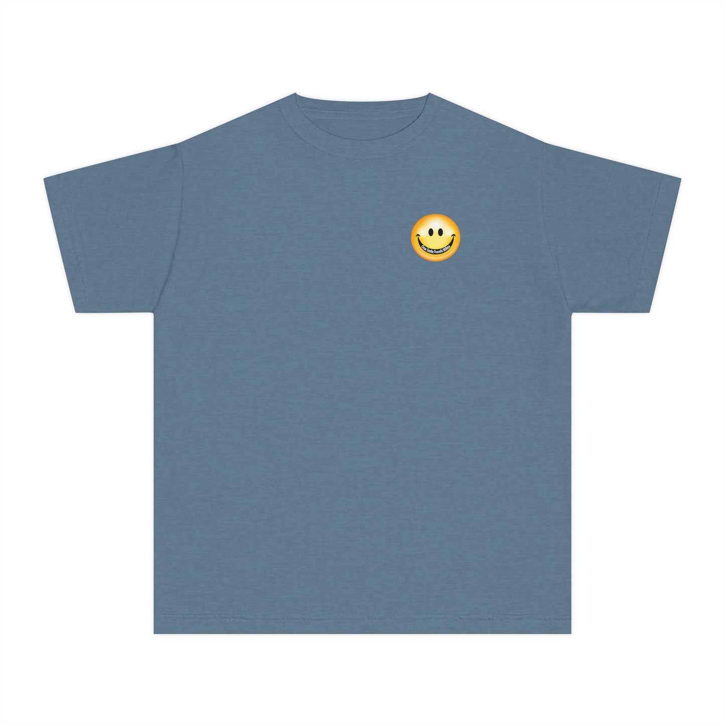 Youth Tee — "One Smile Travels Miles" Minimalist Travel Quote Shirt